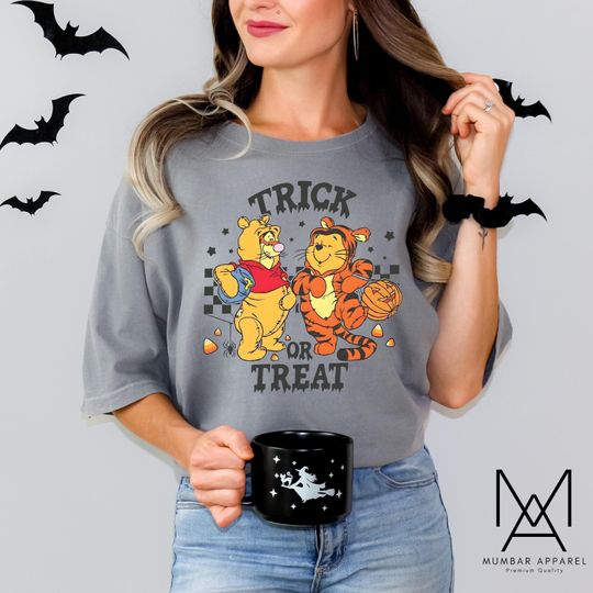 Discover Retro Comfort Colors Halloween Trick Or Treat Winnie The Pooh And Tigger Shirt