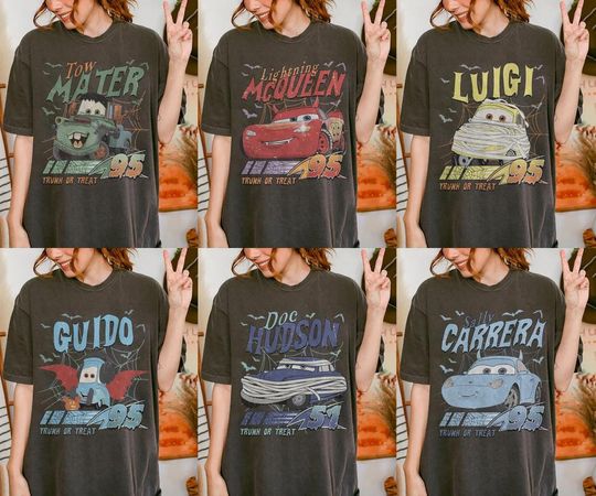 Discover Retro Cars Movie Characters Halloween Shirt, Cars Movie Halloween Shirt