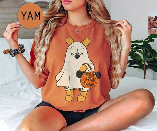 Discover Retro Pooh Ghost Halloween Comfort Colors Shirt, Disney Spooky Season Shirt