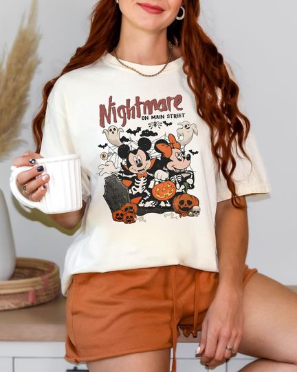 Discover Comfort Colors Disneyland Halloween Nightmare Shirt, Mickey Minnie Halloween Shirt