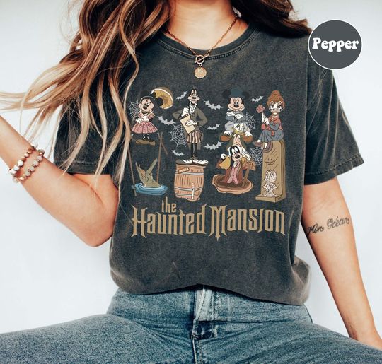 Discover Disney Halloween Haunted Mansion Comfort Colors Shirt, Mickey and Friends Halloween Shirt