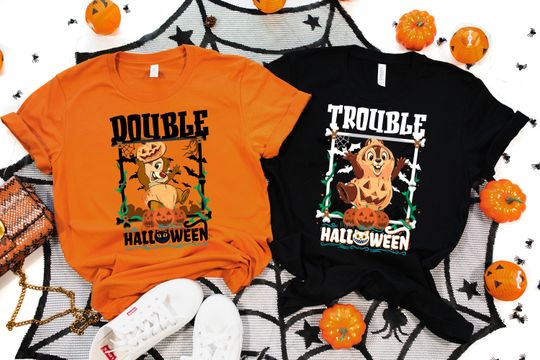 Chip and Dale Halloween T-shirt, Double Trouble Shirt, Disney Halloween Couple Shirts