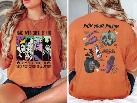 Comfort Colors Bad Witches Club T-Shirt, Halloween Evil Queen Shirt