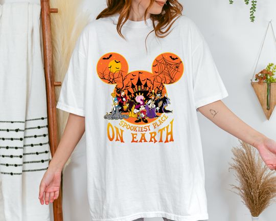Spookiest Place On Earth T-Shirt, Halloween Disney Character Tee, Disney Villains Shirt