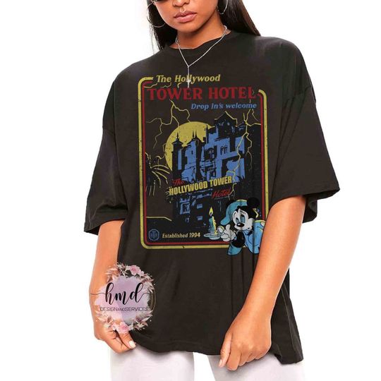 Discover Vintage The Hollywood Tower Hotel The Twilight Zone Mickey Mouse T-shirt