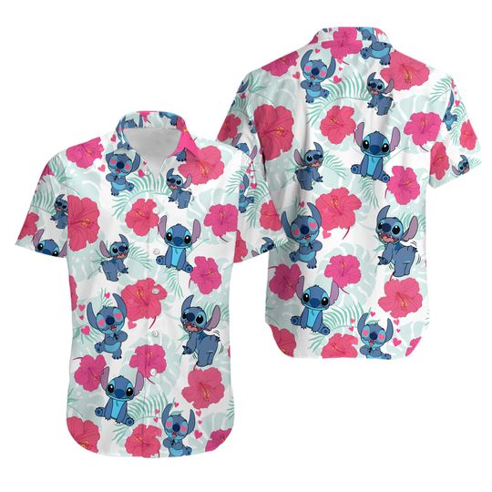 Discover Stitch Button Shirt, Stitch Hawaiian Shirt, Stitch Floral Button Shirt