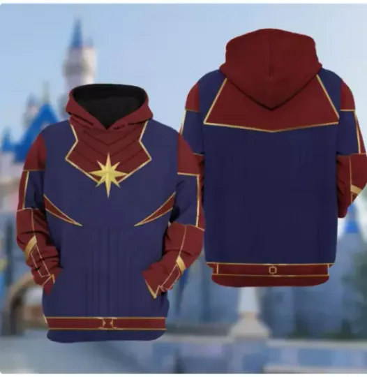 Captain Marvel Cosplay Costume 3D HOODIE HALLOWEEN GIFT CHRISTMAS GIFT US SIZE