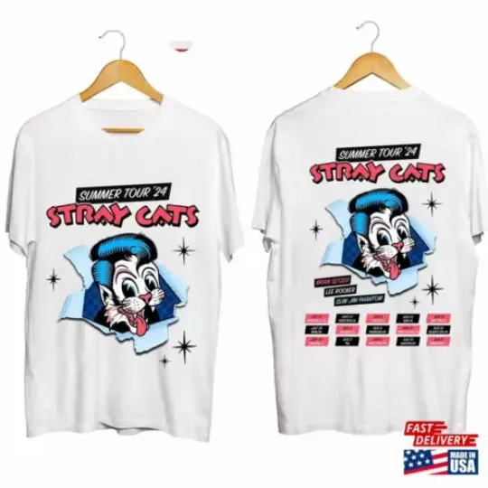 Stray Cats Summer Tour 2024 Double Sided Unisex T Shirt