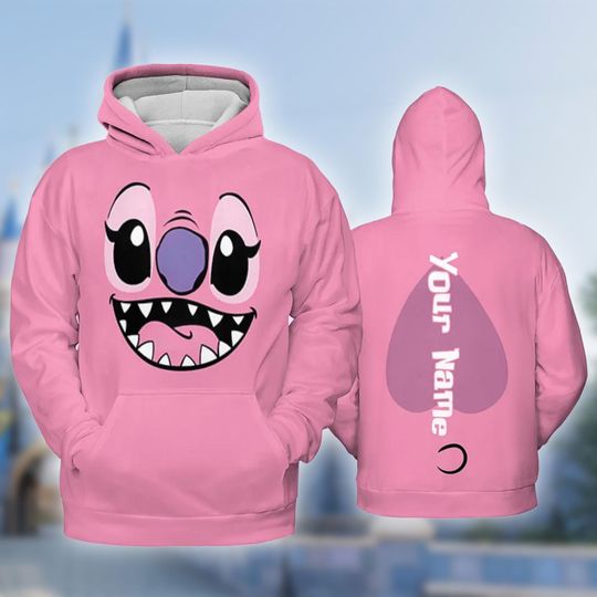 Discover Personalize Lilo And Stitch Halloween Costume Hoodie, Face Angel Cosplay Costume Hoodie, Cartoon Halloween Costume All Over Printed Outfit