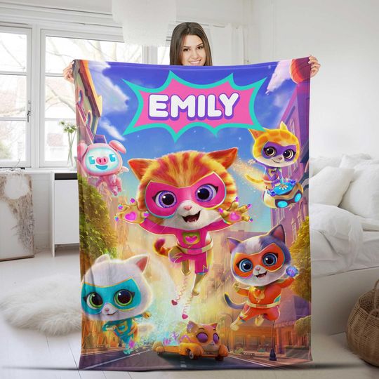 Discover Personalized SuperKitties Blanket, Disney Junior SuperKitties Quilt, Disney Cartoon Gift For Kids, SuperKitties Birthday Gift