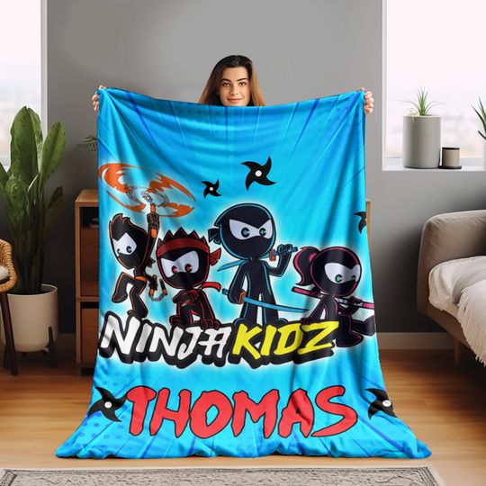 Discover Ninja Kidz TV Family Birthday Blanket/Ninja Kidz TV Birthday Blanket/Ninja Kidz TV Blanket/Custom Ninja Kidz tv Birthday Blanket