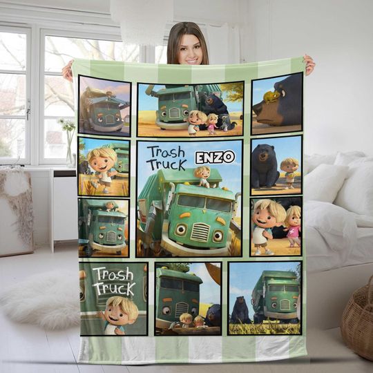 Discover Trash Truck Blanket, Personalized Trash Truck Fleece Blanket, Custom Name Kid Baby Blanket, Birthday Gift, Christmas Gifts