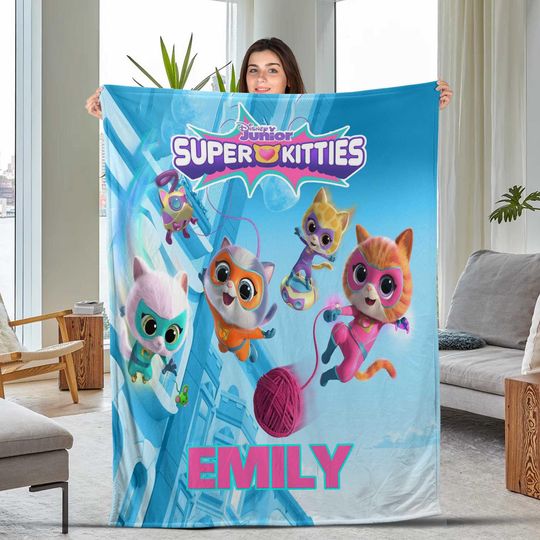 Discover Personalized SuperKitties Blanket, Disney Junior SuperKitties Quilt, Disney Cartoon Gift For Kids, SuperKitties Birthday Gift