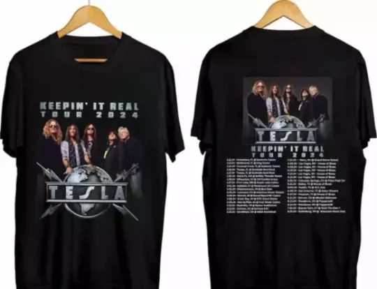 TESLA Band Keepin  It Real U S  Tour 2024  Tesla 2024 Concert T-Shirt