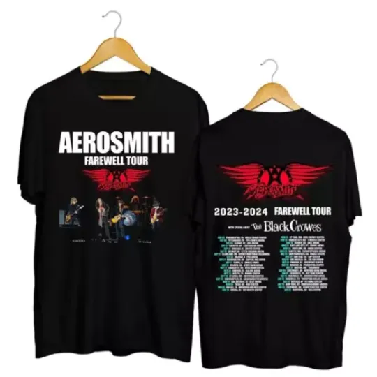 Discover Aerosmith 2023 2024 Peace Out Farewell Tour Band T-Shirt Black 2 Side Gift Fans