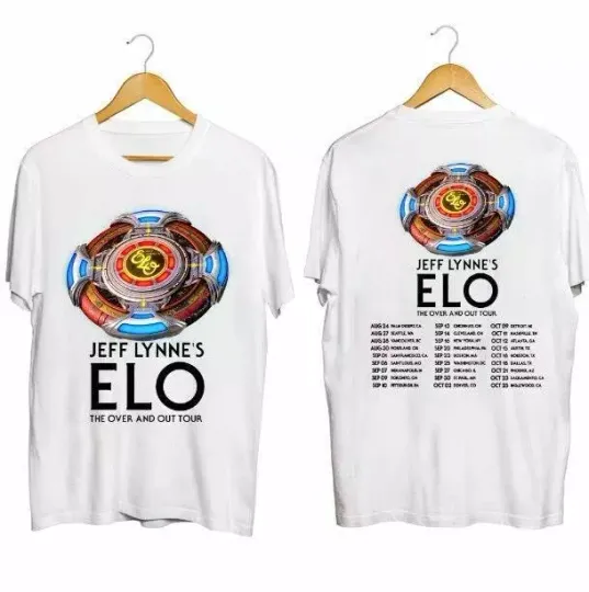 2 Sided Jeff Lynne  39 s ELO - The Over and Out Tour 2024 Unisex Shirts