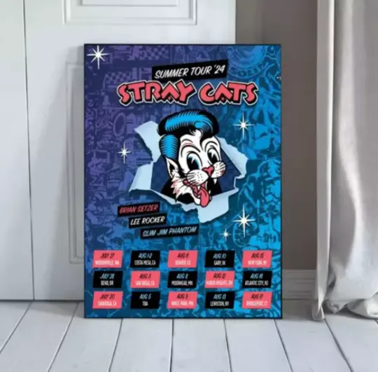 Discover Stray Cats Summer Tour 2024 Poster Home Decor