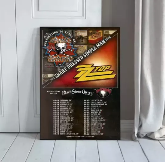 Lynyrd Skynyrd ZZ Top Tour 2024 Poster Room Decor