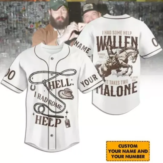 Discover Wallen Western x Post Malone Baseball Jersey