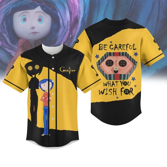 Discover Halloween Coraline Baseball Jersey, Coraline Doll Baseball Shirt, Button Eyes Doll Jersey Shirt, Coraline Movie Jersey, Cartoon Shirt