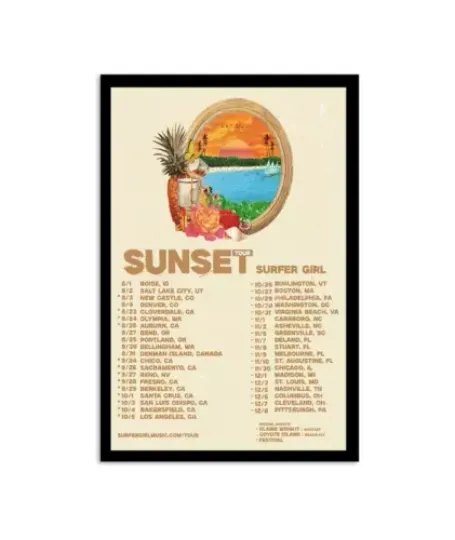 Discover Surfer Girl Sunset Tour 2024 Poster