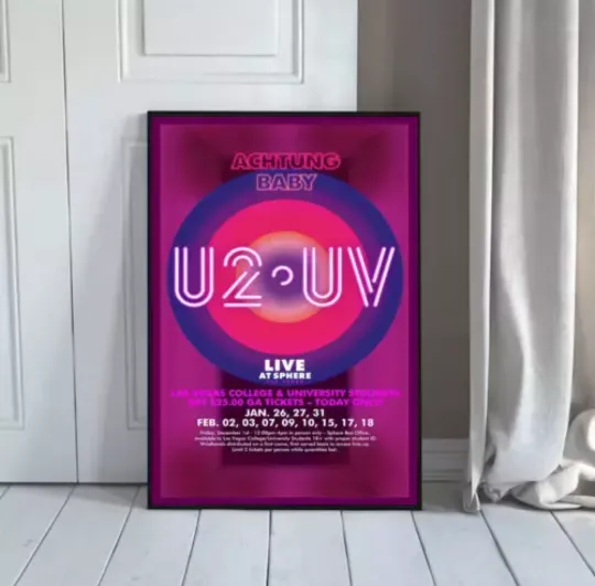 Discover U2UV Achtung Baby Live At Sphere Tour 2024 Poster