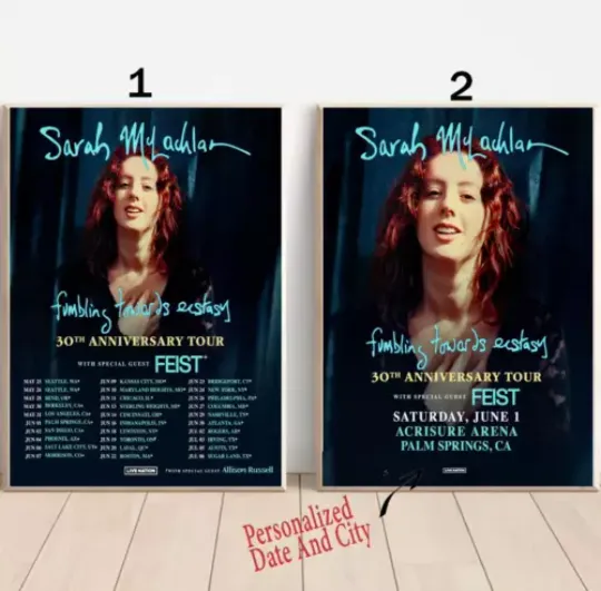 Discover Custom Sarah McLachlan Music Tour 2024 Poster