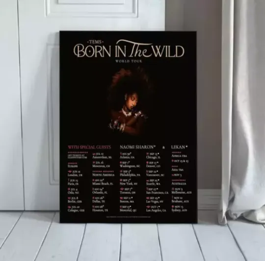 Discover Tems - Born in the Wild 2024 Tour Poster Room Decor