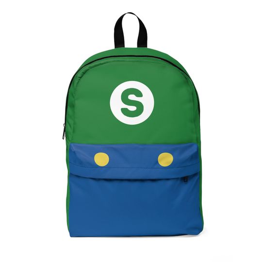 Luigi Personalized gamer Backpack Custom Luigi schoolbag Luigi fan gear Retro gaming backpack for kids gift for gamer gift birthday green