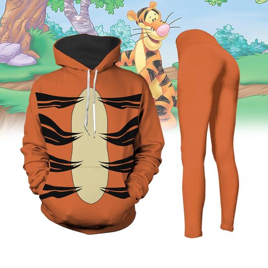 Winnie The Pooh Tigger Hoodie Legging, Tigger Costume Cosplay Sweatshirt, Spooky Shirt, Disneyworld Shirt, Pooh Bear Womens Hoodie