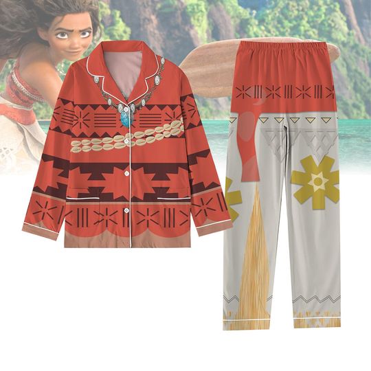 Disney Moana Costume Cosplay Pajama Set, Moana Costume Girls, Princess Moana Pajama, Pjs For Women, Moana Birthday Gift, Pajama Pants