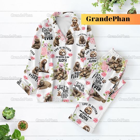 Sloth Animal Pajamas Set, Cute Sloth Christmas Pajamas, Sloth Women Pajamas, Pajamas For Family, Sloth Lover Shirt