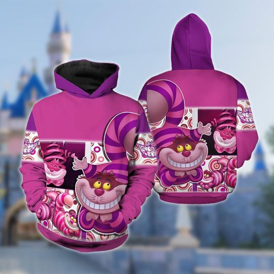 Cheshire Cat All Over Print Shirt, Cheshire Cat Hoodie, Alice In Wonderland Shirt, Cheshire Cat Lovers Gifts, Movie Cartoon Hoodie