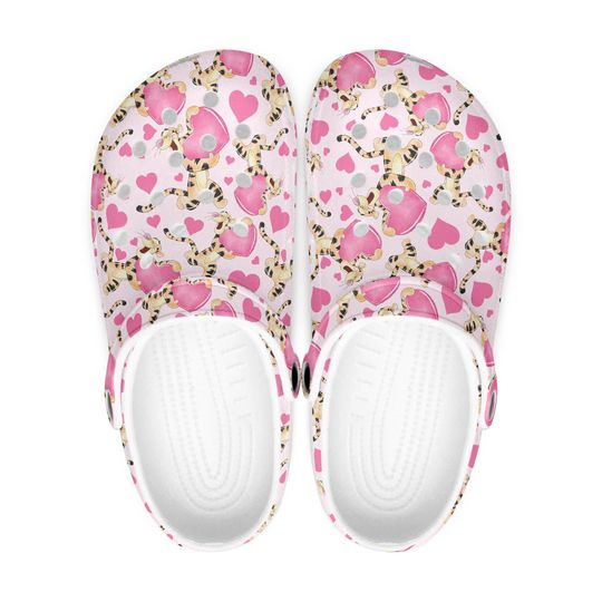 Discover Pink children's clogs with Winnie the Pooh design - women's rubber clogs, Tigger slippers, slip-on shoes with Winnie the Pooh pattern, slip-on clogs