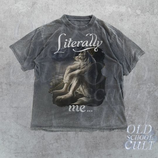 Wolf Funny Vintage T-Shirt, Retro Meme Tee, Grunge Clothing Aesthetic, Emo Silly Animal Graphic Shirt, Alpha Wolf Shirt