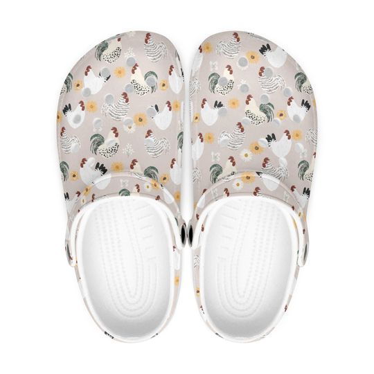 Discover Women's clogs, men's clogs, garden shoes, funny chicken pattern, chicken design, chicken clogs, unisex slippers, chicken pattern mules