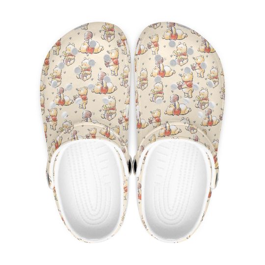 Beige Winnie the Pooh Clogs for Men and Women  Winnie the Pooh Design Shoes, Kids Pooh Bear Slippers, Gift for Winnie the Pooh Fans