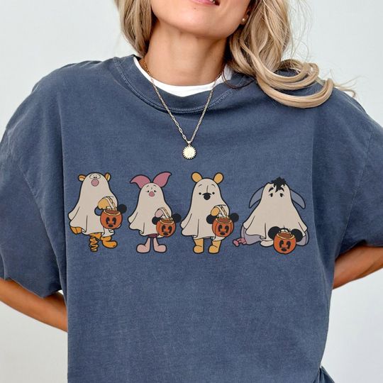 Discover Comfort Color Retro Pooh Ghost Halloween Shirt, Winnie The Pooh Halloween Shirt