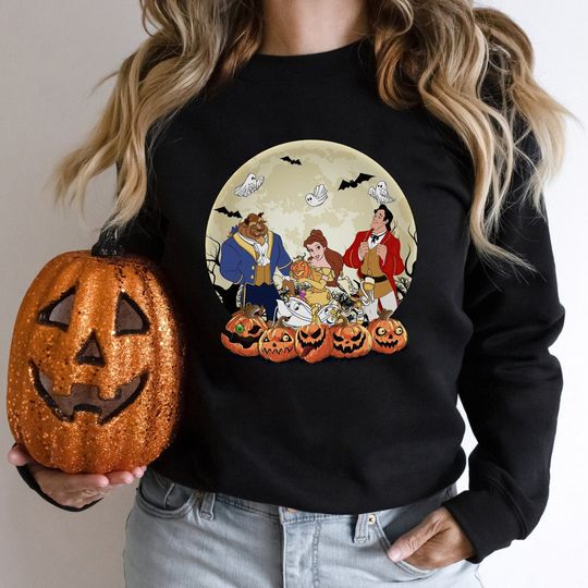 Discover Disney Beauty And The Beast Halloween Pumpkin T-Shirt, Belle Halloween Sweater