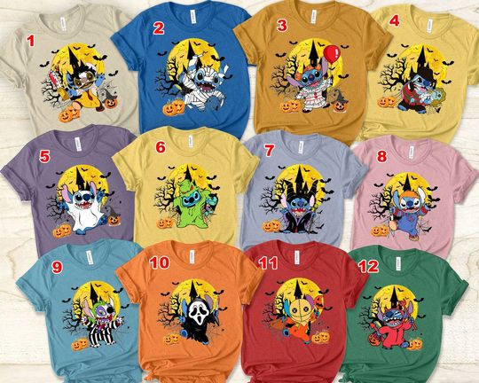 Discover Disney Stitch Halloween T-Shirt, Stitch Costume Horror Movie Halloween Shirt