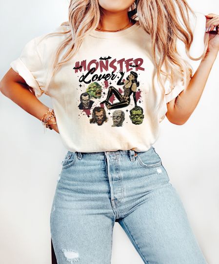Discover Monster Lover Halloween Comfort Colors Tee Retro Spooky Girl Shirt