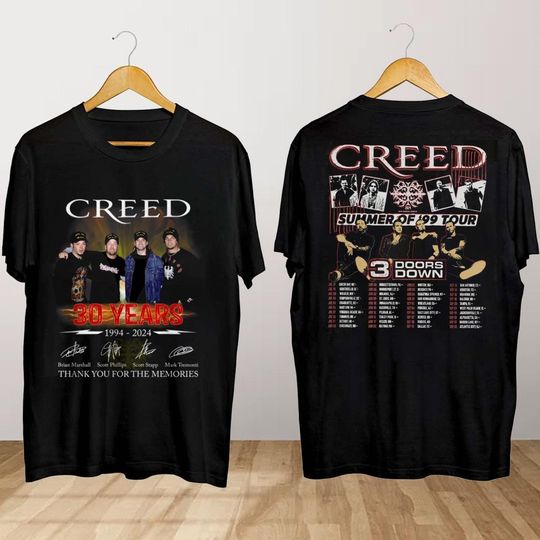 Discover Creed 2024 Tour Summer of 99 Tour T-Shirt, Creed Band T-Shirt, Summer of 99 Tour 2024 Shirt, Creed Band Fan Gift, Creed Merch