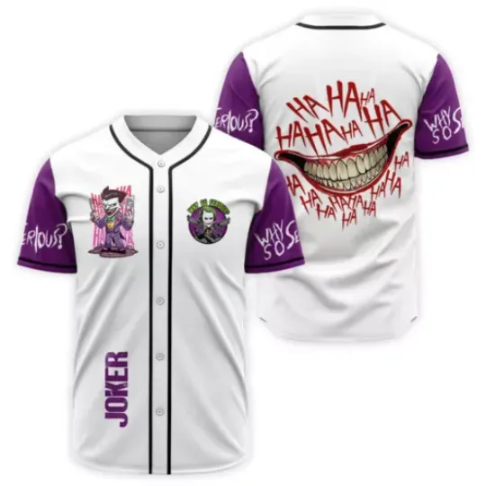 Joker Ha Ha Ha Why So Serious Horror Halloween Baseball Jersey Shirt