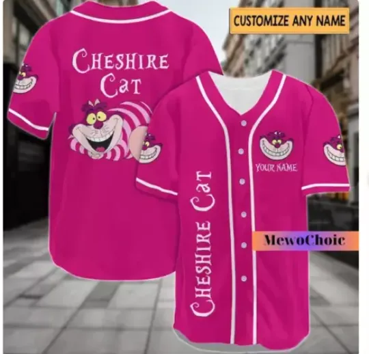 Pink Cheshire Cat 3D Baseball Jersey Shirt Best Gift Full Sizes