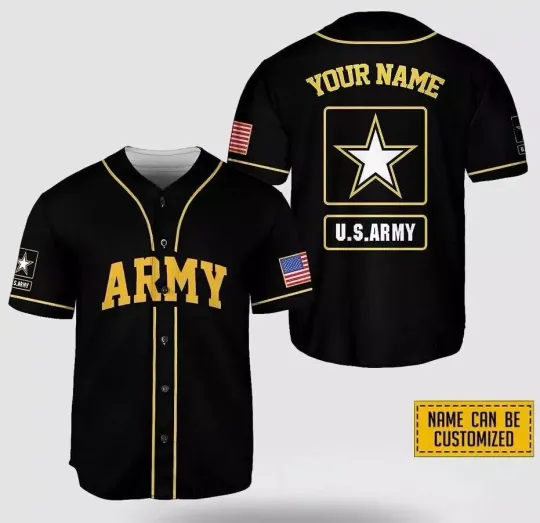 Discover Custom Name US Army Rank Veteran American Flag Baseball Jersey, Gift For Veteran