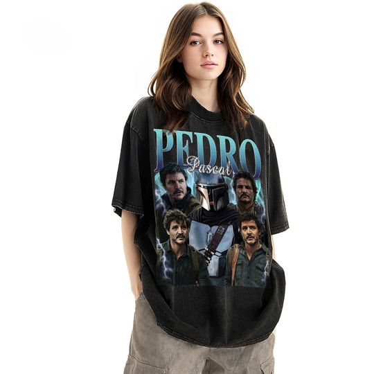 Discover Limited Pedro Pascal Vintage Unisex Shirt, Actor Homage tee, 90s retro design graphic T-Shirt: Ideal Gift for Him and Her