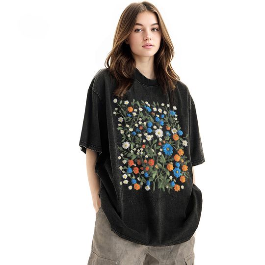 Discover Limited Pressed Flowers Vintage Unisex Shirt, Boho Cottagecore retro design graphic, Botanical Floral Tee T: Ideal Gift for Him and Her