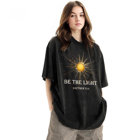 Discover Limited Be The Light Mathew 5 14 Sunburst Vintage Unisex Shirt, Bible Verse Christian 90s retro design graphic T: Ideal Gift for Him and Her