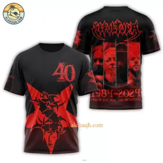 Sepultura Band 1984-2024 Thank You 3D T-Shirt