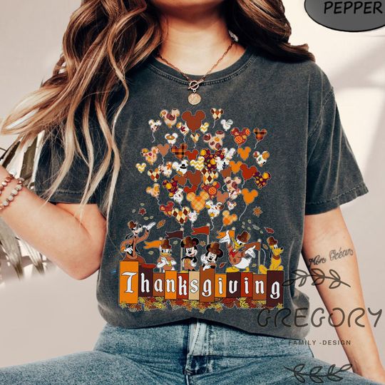 Discover Disney Thanksgiving Comfort Colors Shirt, Mickey and Friends Thanksgiving Shirt, Family Thanksgiving Shirt, Disney Pumpkin Shirt